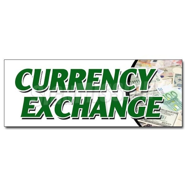 CURRENCY EXCHANGE DECAL sticker best conversion rate fast low cost dollar, D-36 Currency Exchange